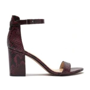 Vince Camuto Elegant Burgundy Beah Snakeskin Ankle Strap Heels
